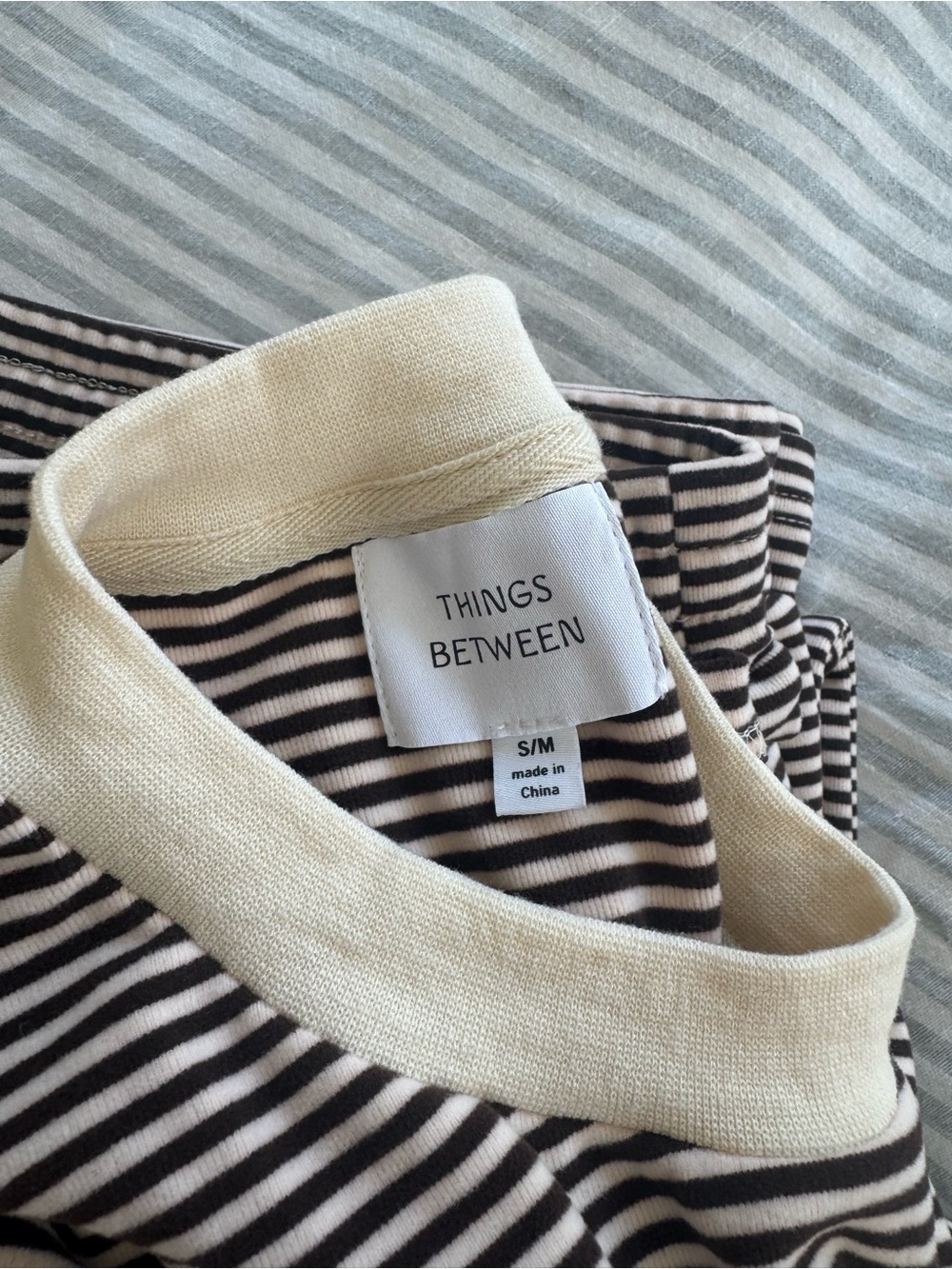 Things Between Dani Brown & Cream Striped Matching Lounge Set S/M - Picture 3 of 3